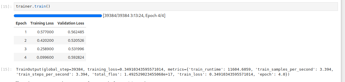 Overfitting loss numbers